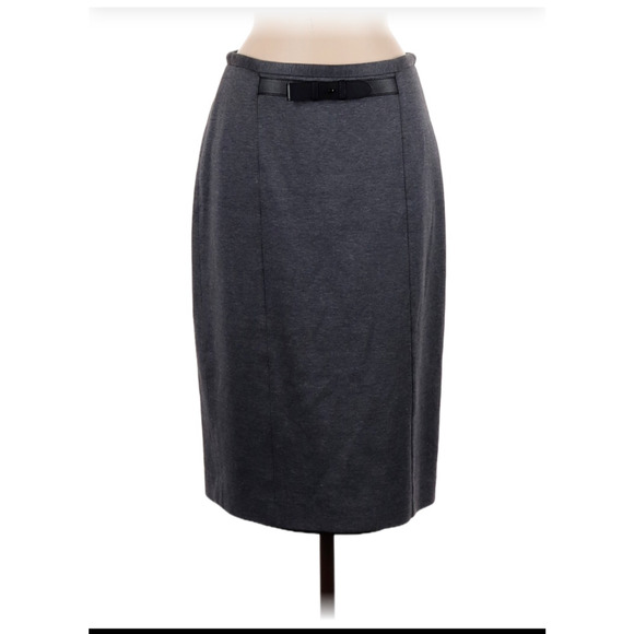Burberry Dresses & Skirts - Burberry Midi Skirt Womens Gray 8 Belted Pencil Back Slit Exposed Zipper